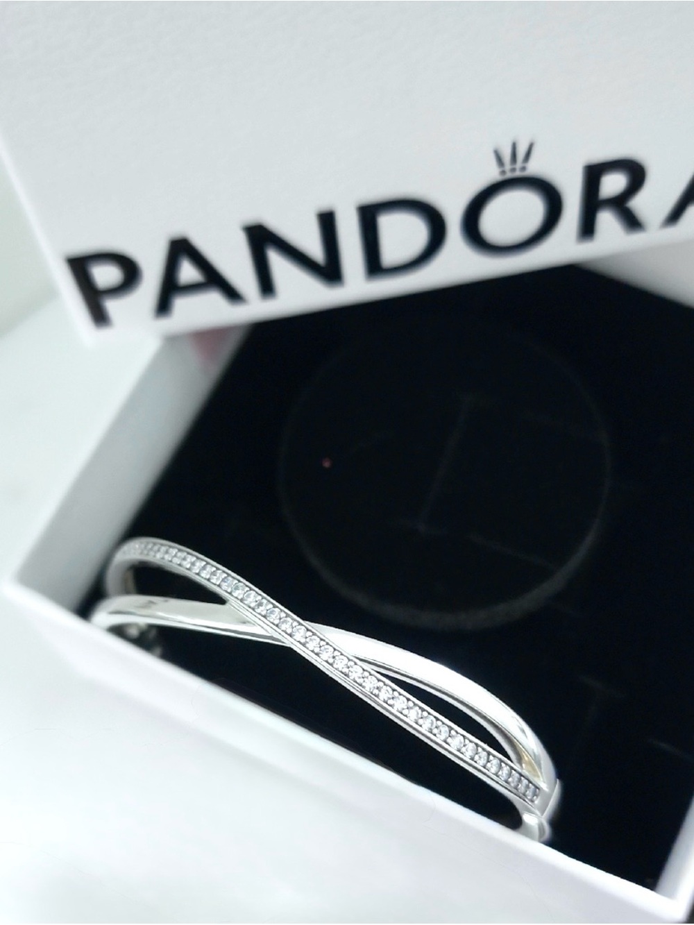 70% off Pandora Sterling Silver Infinity Bangle with clear CZs